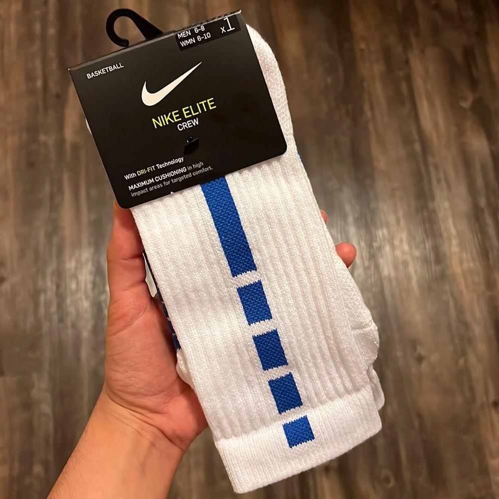 Nike Dri Fit Elite Crew basketball ONE pair Socks white/royal